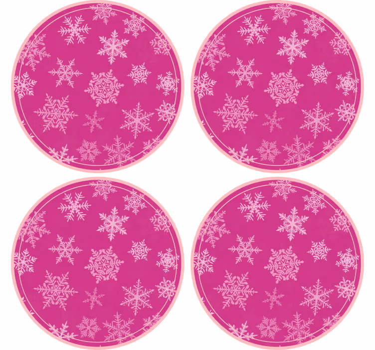 Christmas coasters snowflake patterned circular tray - TenStickers