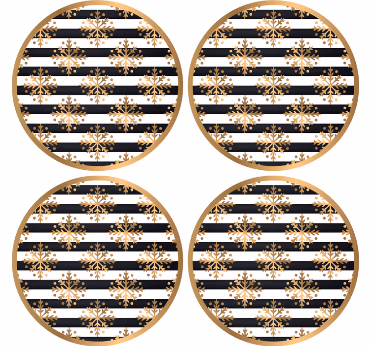 Christmas coasters striped snowflake design - TenStickers