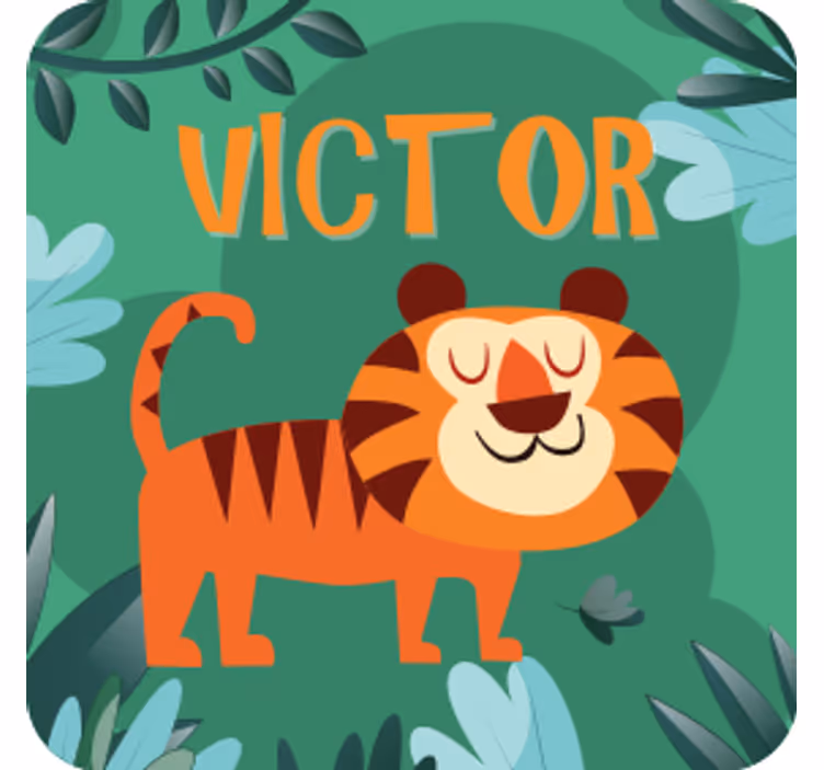 Personalisable coasters with a cheerful tiger design - TenStickers