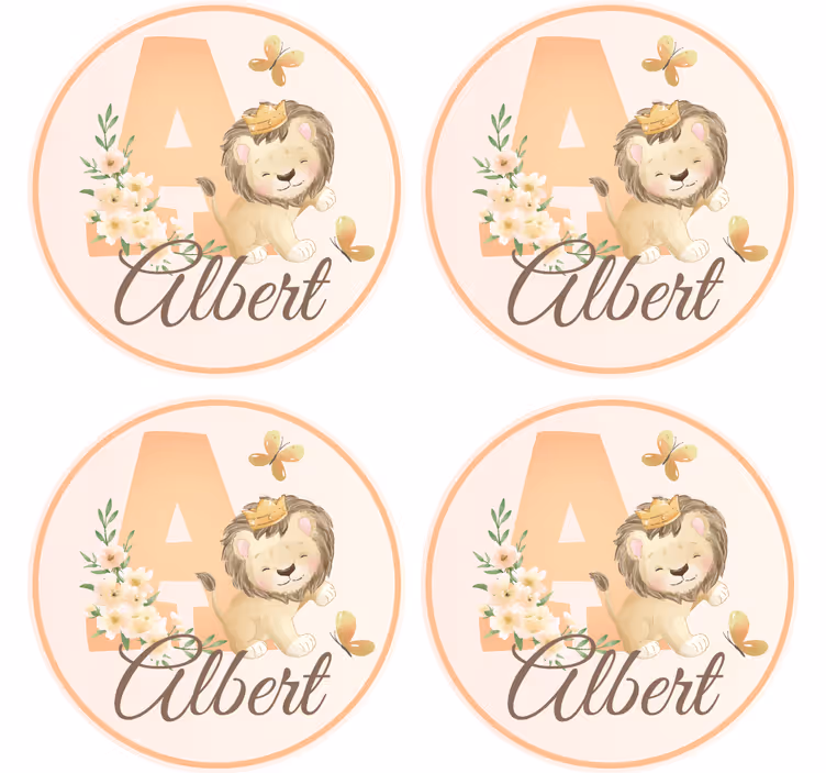 Personalisable coasters whimsical lion design - TenStickers