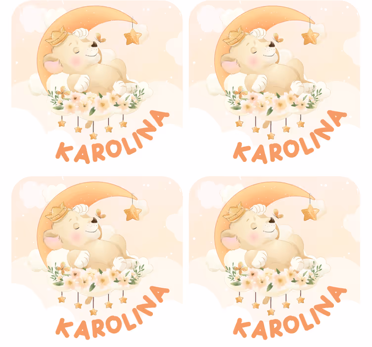 Personalisable coasters sleeping bear with stars - TenStickers
