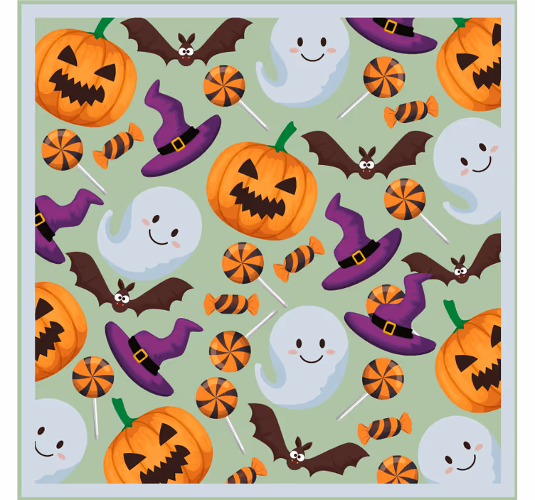 Halloween coaster with pumpkin and ghost design - TenStickers