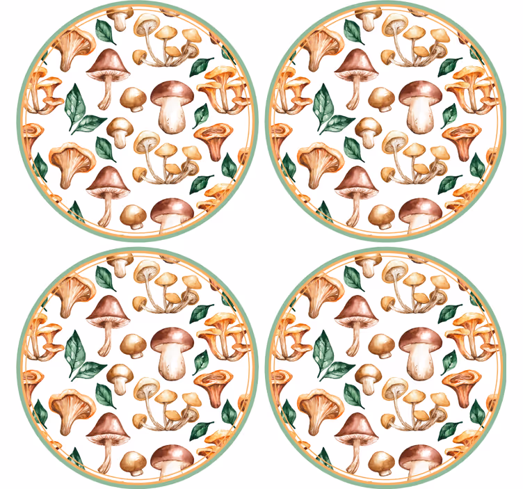 Geek coasters mushroom pattern design - TenStickers