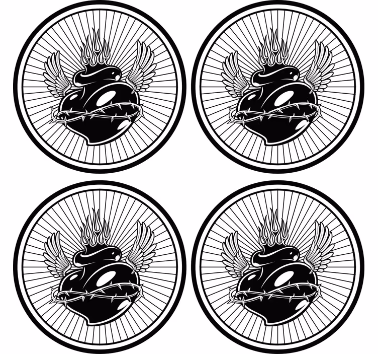 Geek coasters winged heart with thorns - TenStickers