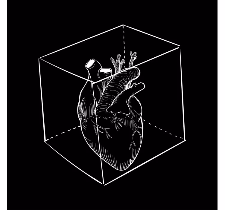 Geek coasters heart in 3d cube - TenStickers