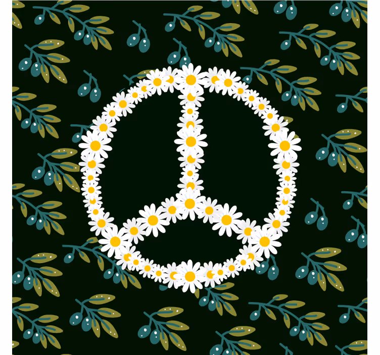 Geek coasters floral peace symbol design - TenStickers