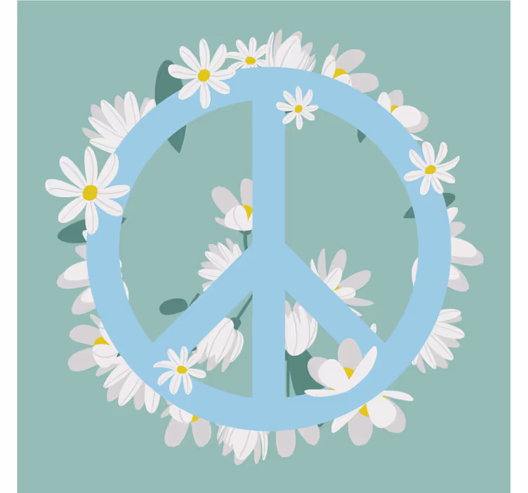 Text coasters peace sign with daisies - TenStickers