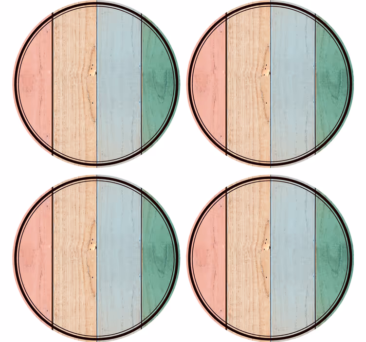 Colorful wooden planks coasters - TenStickers