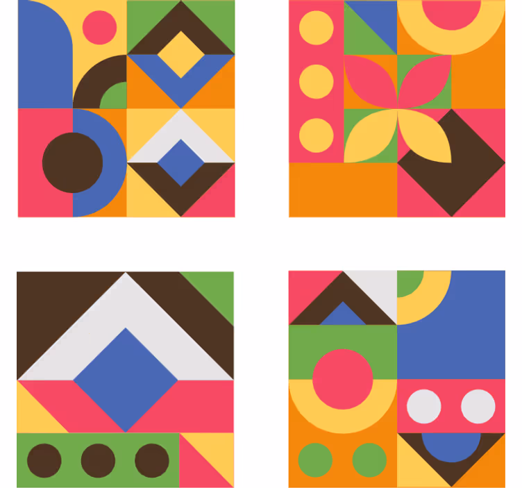 Coasters with colorful geometric shapes - TenStickers