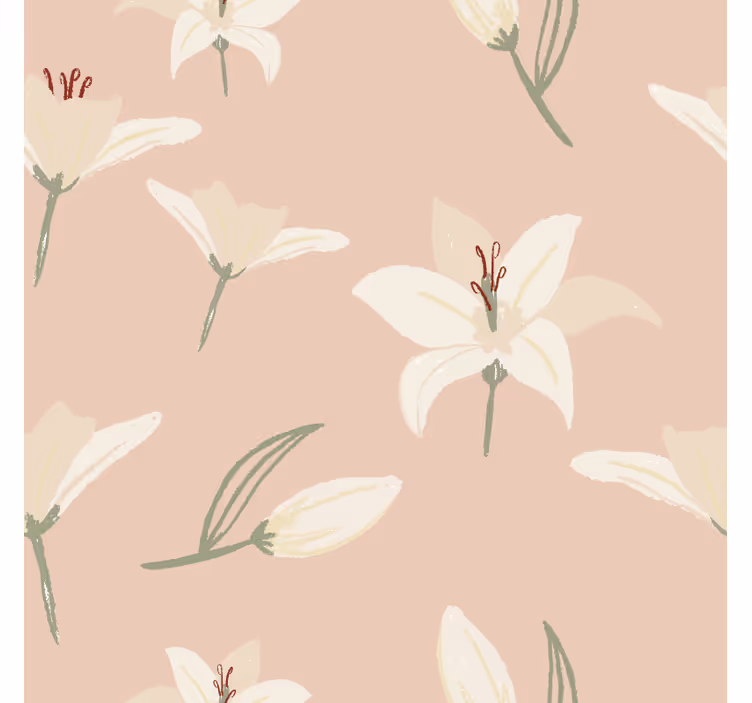 White lily on nude background  modern coaster - TenStickers