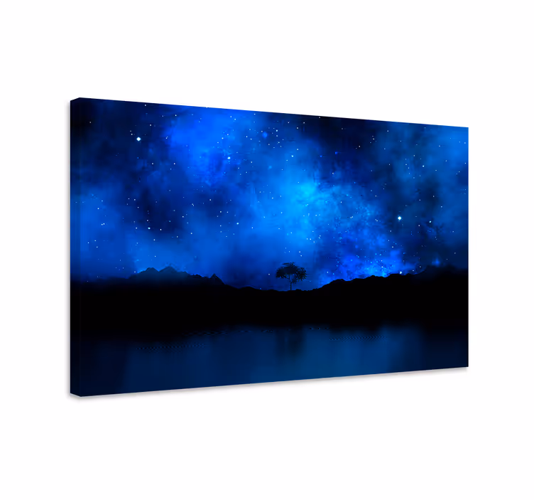 Blue canvas print of stellar nebula scene - TenStickers