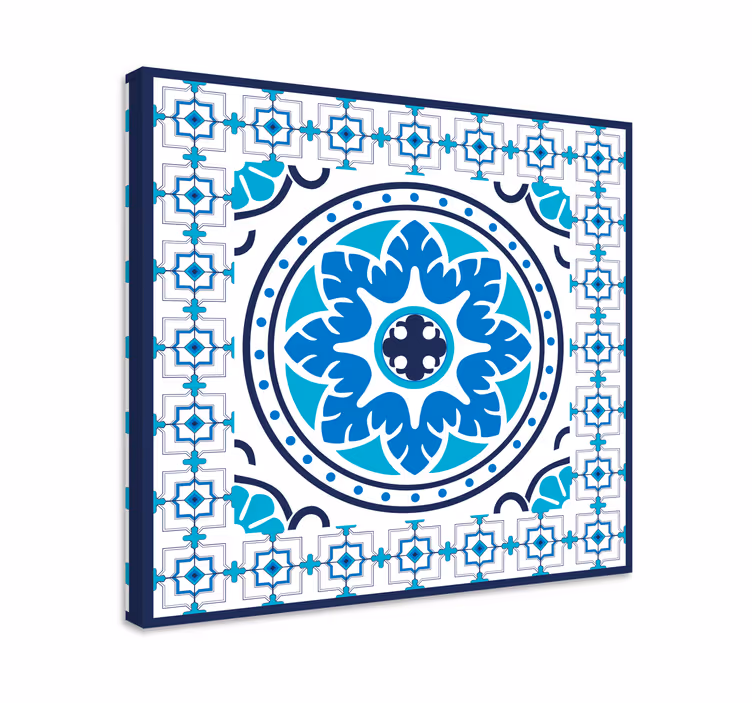 Blue canvas print blue tiles art decor - TenStickers