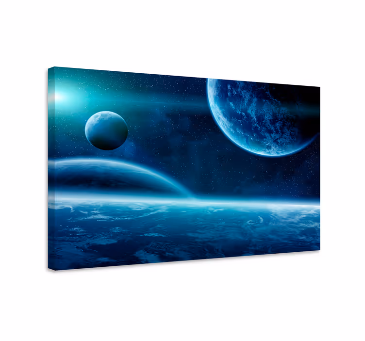 Blue canvas print with planet mural - TenStickers