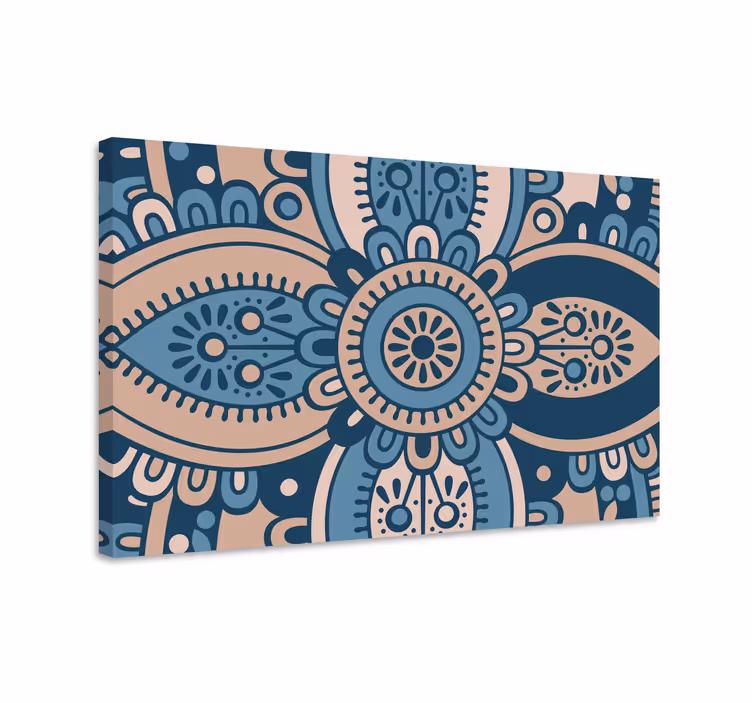 Blue canvas print blue floral mandala design - TenStickers