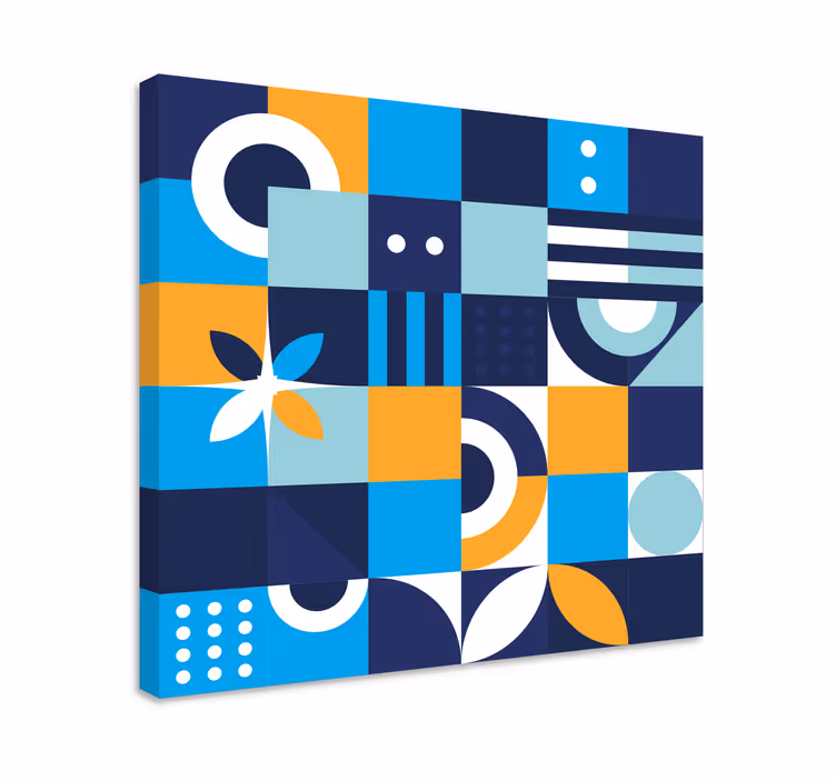 Blue canvas print with blue geometric design - TenStickers
