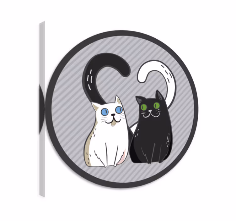 Cat wall art vinyl rug of two cats with colored eyes - TenStickers
