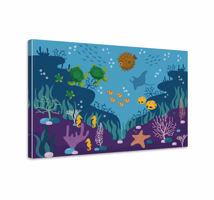 Fish canvas underwater fish mural for kids - TenStickers