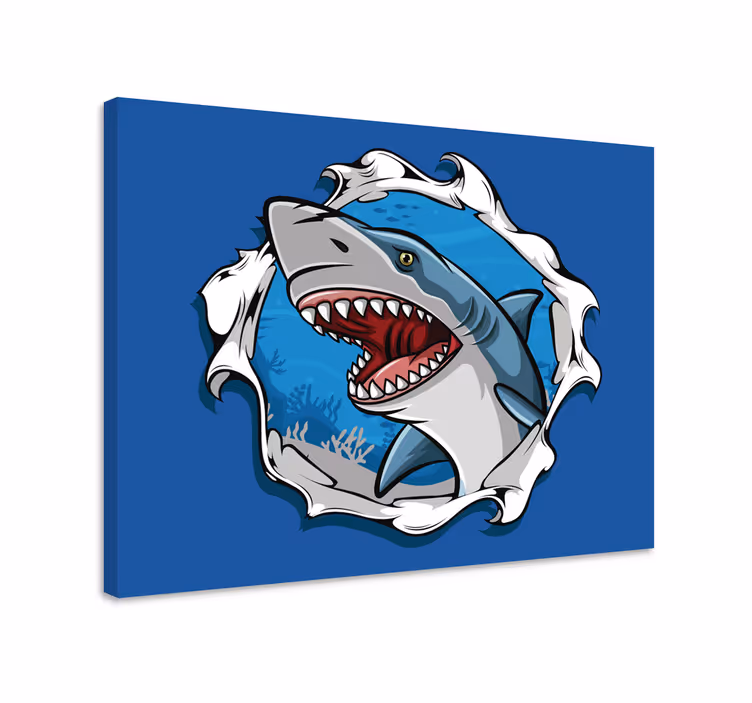 Fish canvas big shark three-dimensional - TenStickers