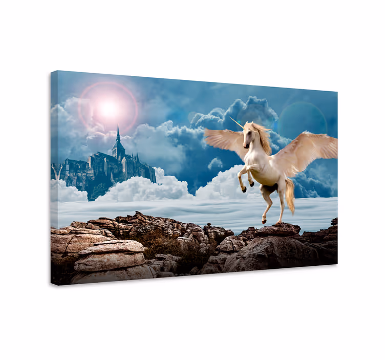 Unicorn pictures framed fearless unicorn in fog - TenStickers