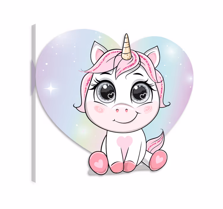 Unicorn pictures framed cute cartoon unicorn hearts - TenStickers