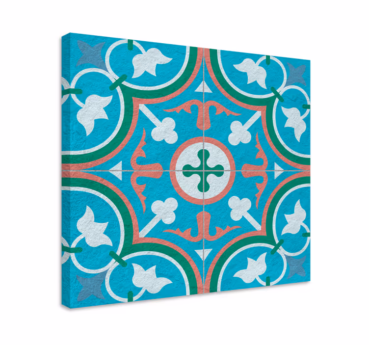 Blue canvas print blue hydraulic tile - TenStickers