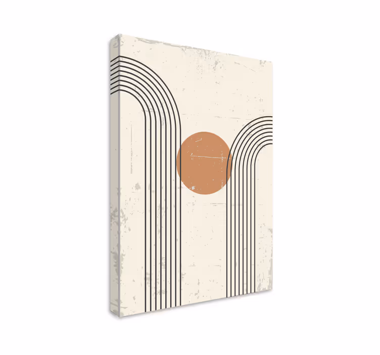 Beige canvas print abstract half arch design - TenStickers