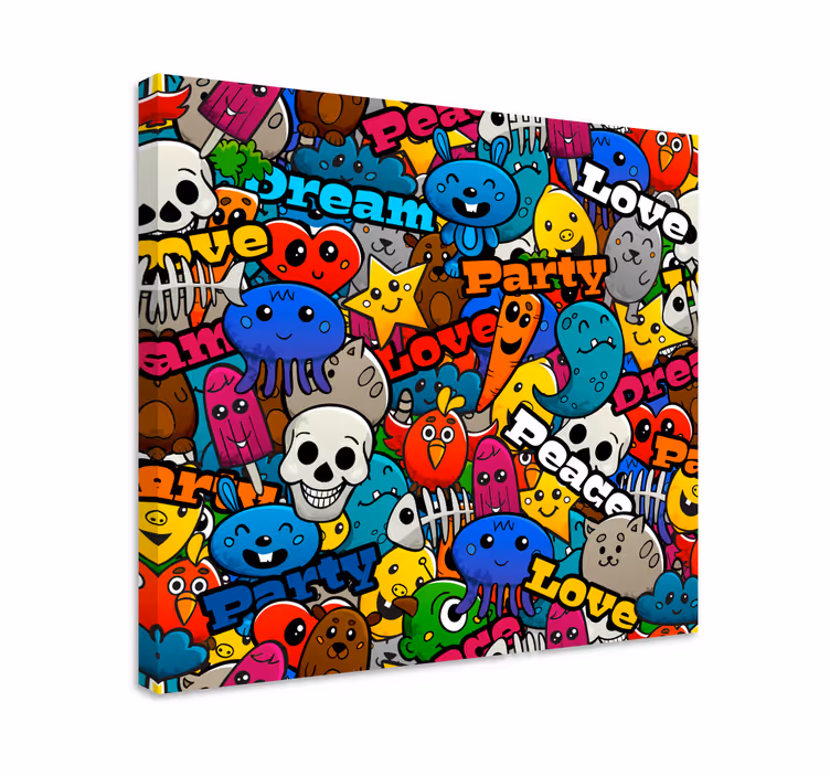 Funky Character Collage canvas character - TenStickers