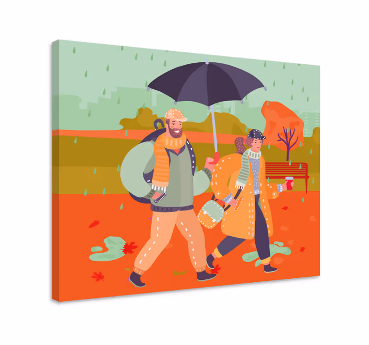 People canvas couple strolling together - TenStickers