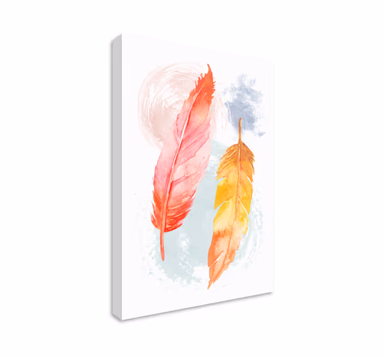 Feather canvas wall art colorful feather design - TenStickers