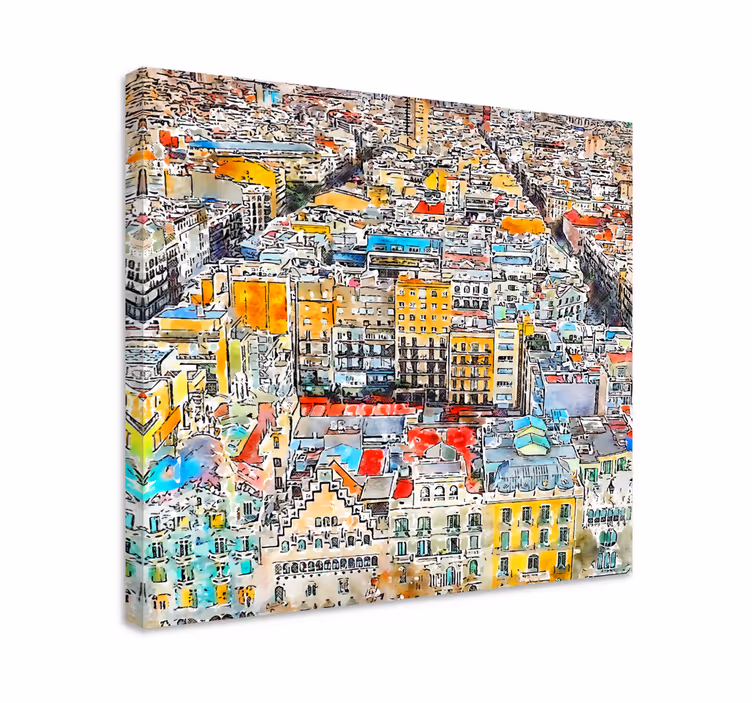 Cityscape wall art lively urban landscape - TenStickers