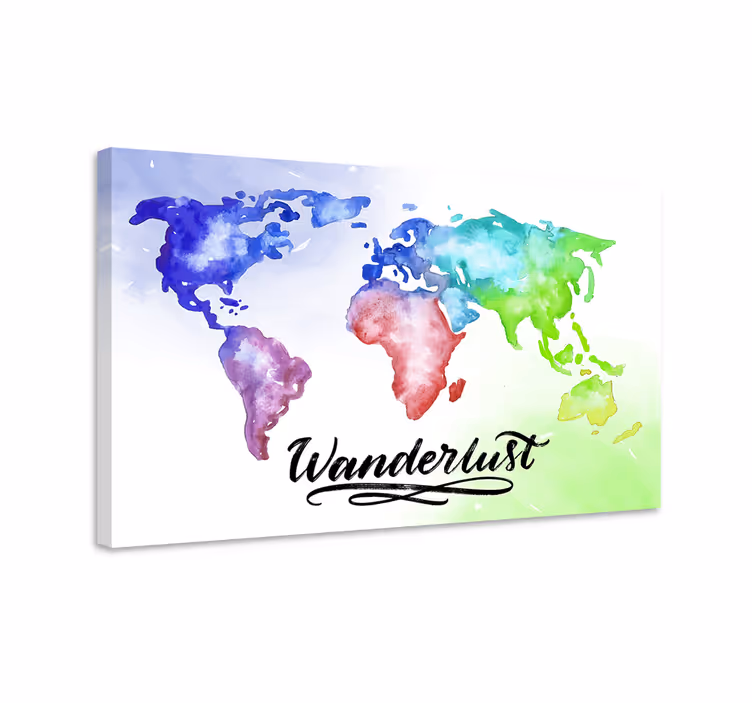World map wall art vibrant global map - TenStickers