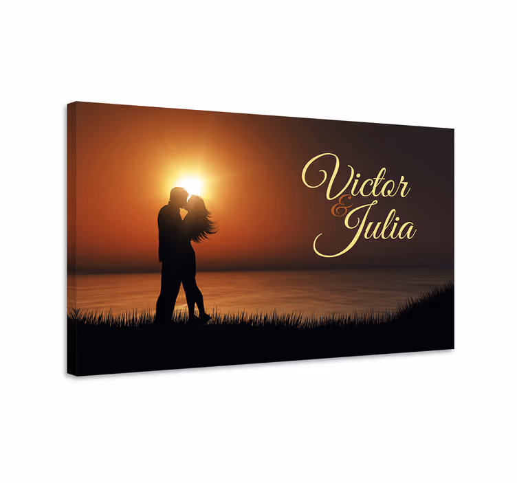 People canvas loving couple silhouette art - TenStickers