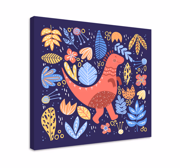 Dinosaur canvas wall art playful dinosaur illustration - TenStickers