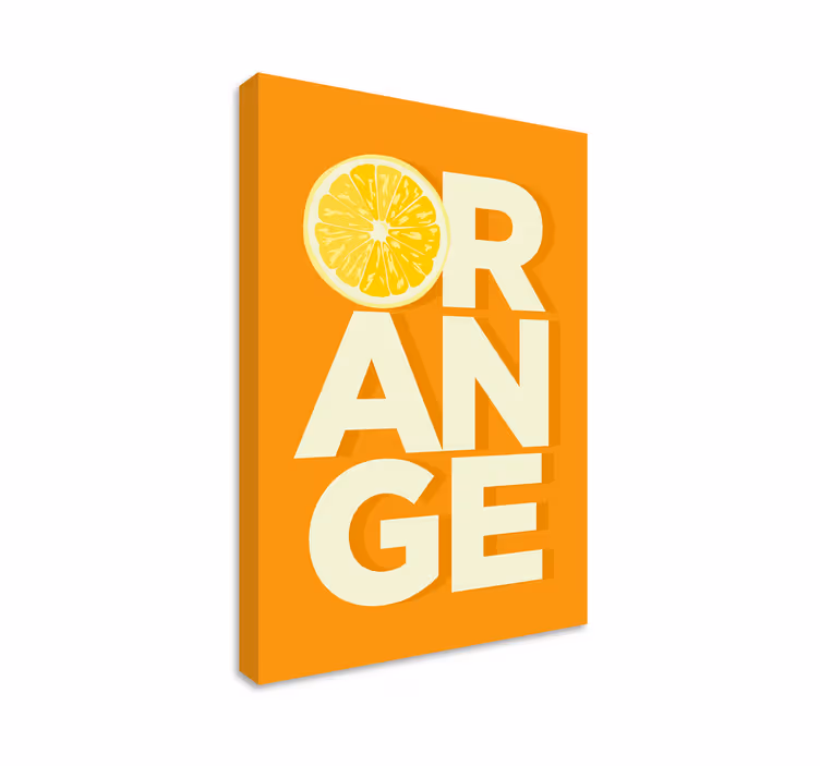 Sliced orange text fruit canvas - TenStickers