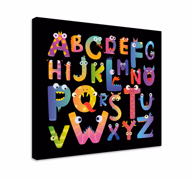 Abc canvas wall art monstrous alphabet creatures - TenStickers