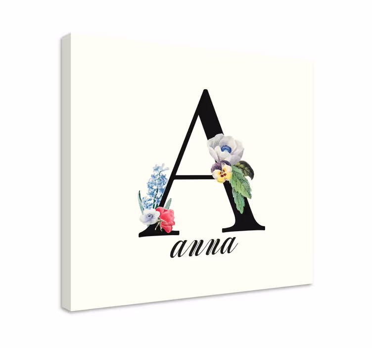 Abc canvas wall art floral initial a - TenStickers