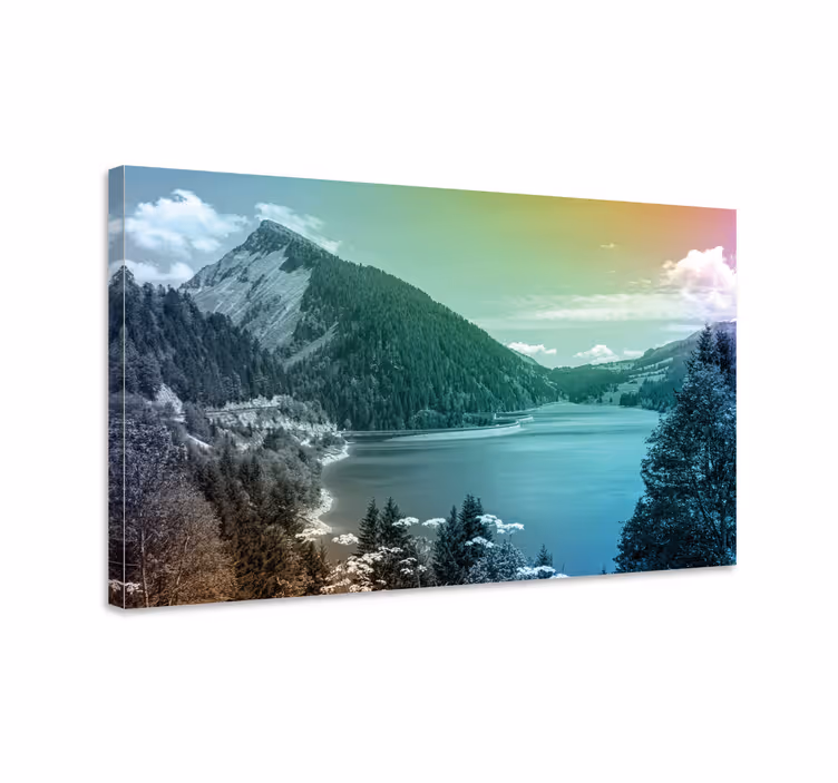 Landscape canvas mountain lake view - TenStickers