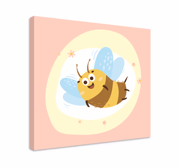 Cute cartoon bee big eyes nursery canvas - TenStickers