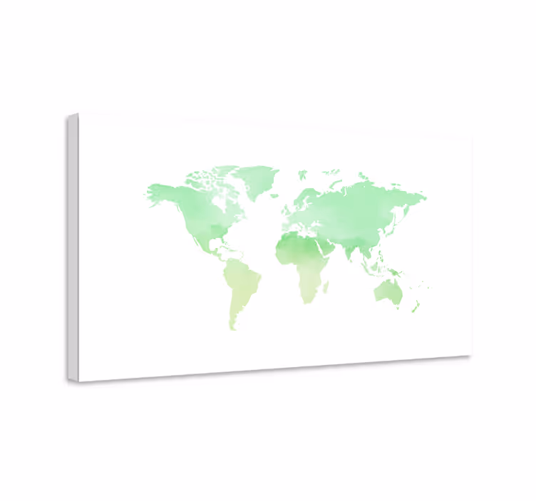 Green painted world map canvas - TenStickers