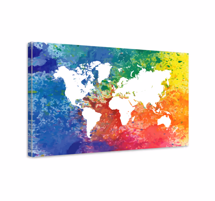 World map wall art colorful abstract map - TenStickers