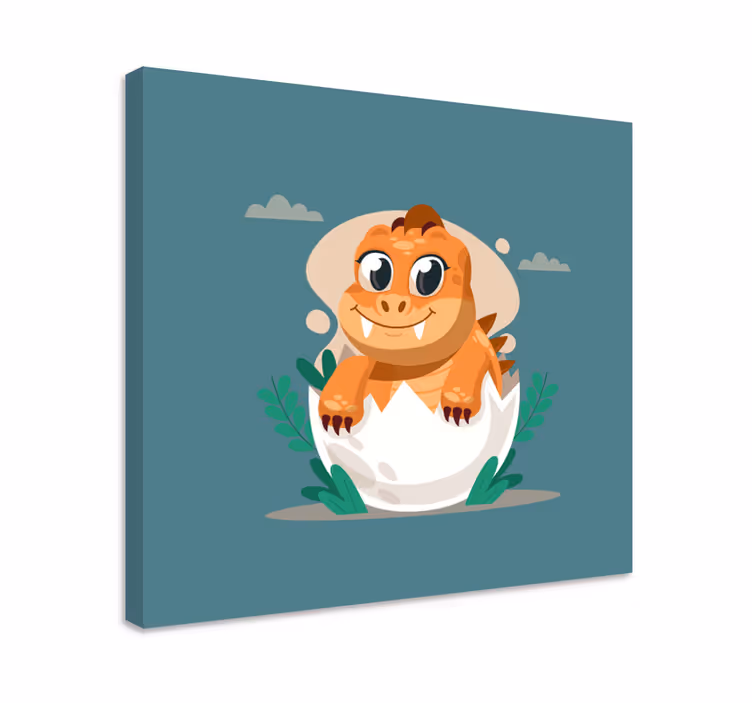 Cute hatching baby dinosaur canvas wall art - TenStickers