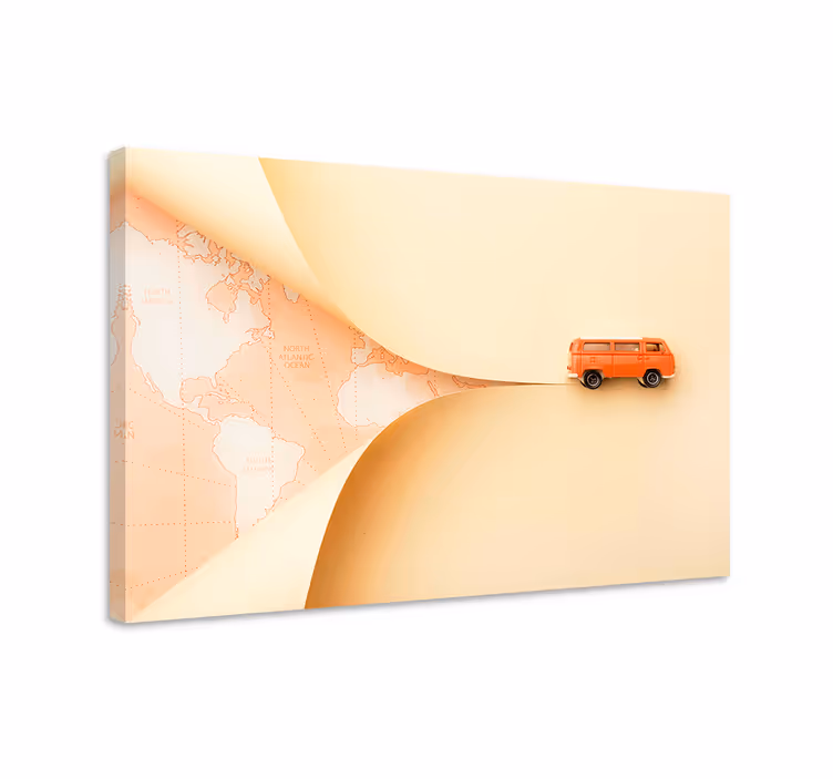 Caravan travel world map canvas - TenStickers