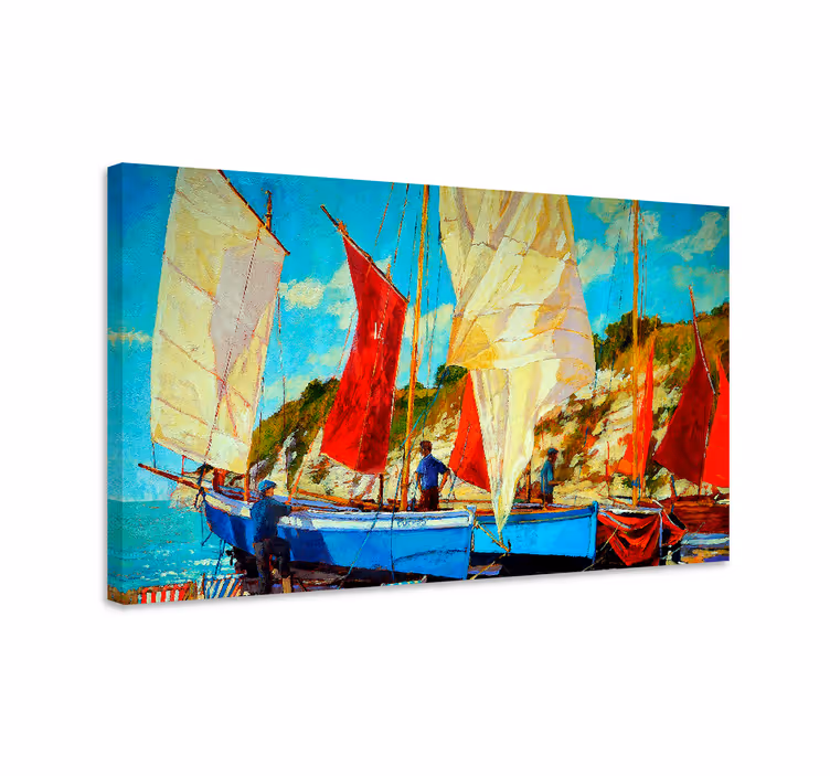 Landscape canvas sailing boats at sea - TenStickers