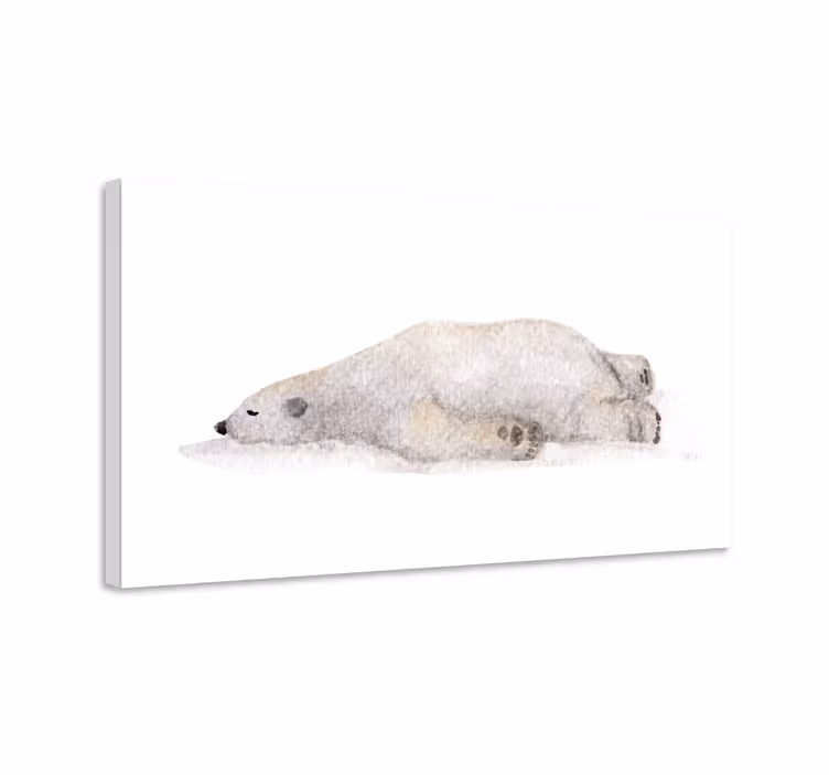 Lazy polar bear animal canvas wall art - TenStickers