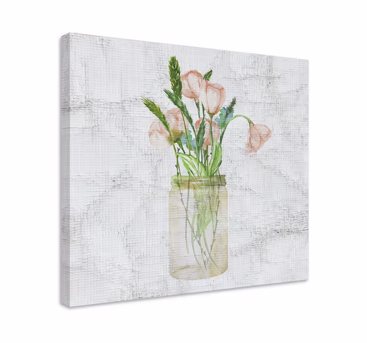 Flowers canvas in a pink flower jar - TenStickers