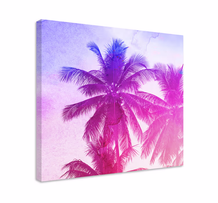 Flowers canvas palm tree silhouette art print - TenStickers