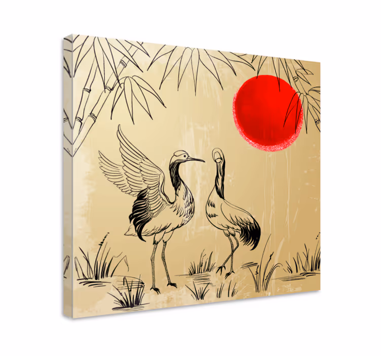 Mandala canvas cranes and sun art - TenStickers
