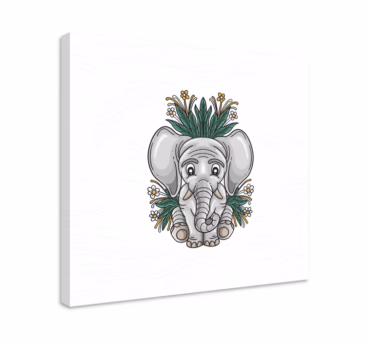 Drawing of a grey elephant canvas - TenStickers