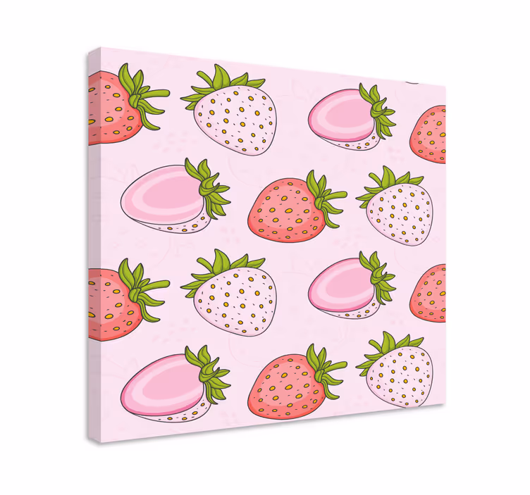 Seamless pink and red strawberries fruit canvas - TenStickers