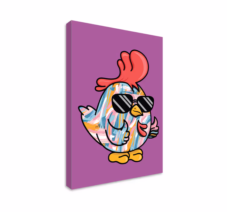 Multicolor chick with glasses bird canvas art - TenStickers